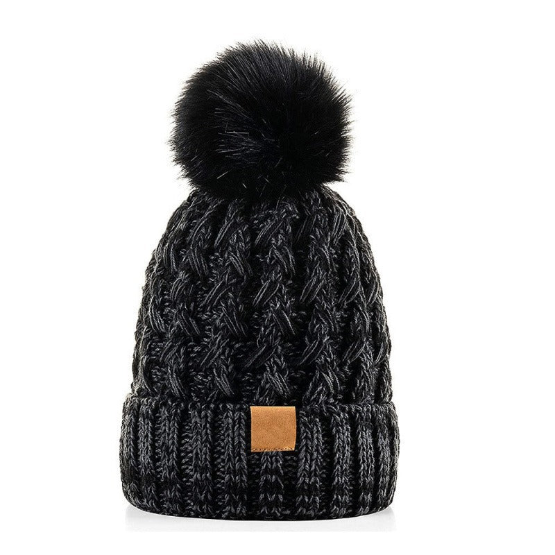 Snow Cap Knitted Hat Unisex Rolled Brim