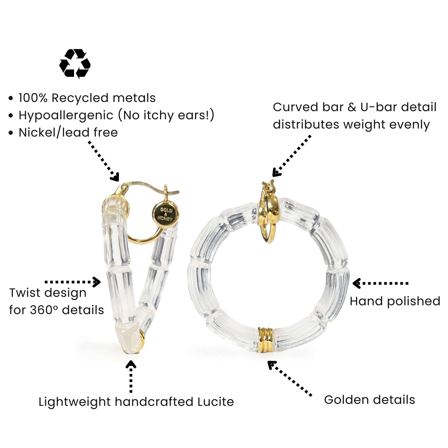 Gala Bamboo Lucite Earrings