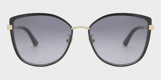 Gucci GG0589SK-001 57 Women’s Sunglasses | Black/Gold Metal Frame | Authentic Luxury