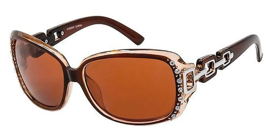 Drakes Shades Ladies Rhinestone Copper Lens Driving Sunglasses