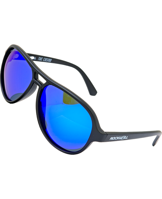 Casino (Black/Blue Mirror Polarized Lens) / TR90 Swiss Nylon Memory Frame / Crafted in Italy