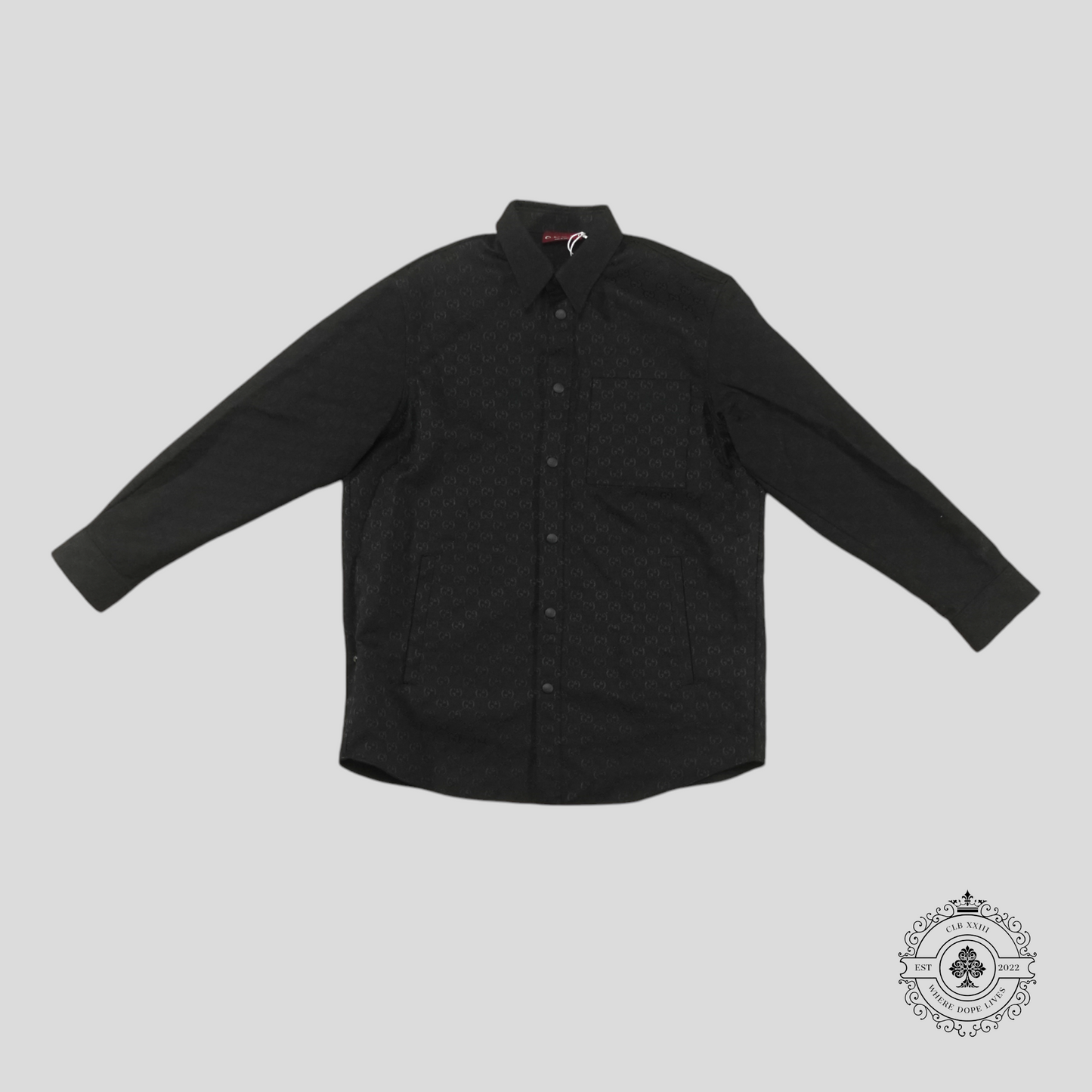 Gucci GG Canvas Jacquard Button Up Overshirt in Black
