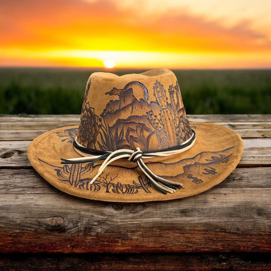 Desert Sun- Burned Small Brim Cowboy Hat / One-Of-A-Kind / Travel/Dust Bag