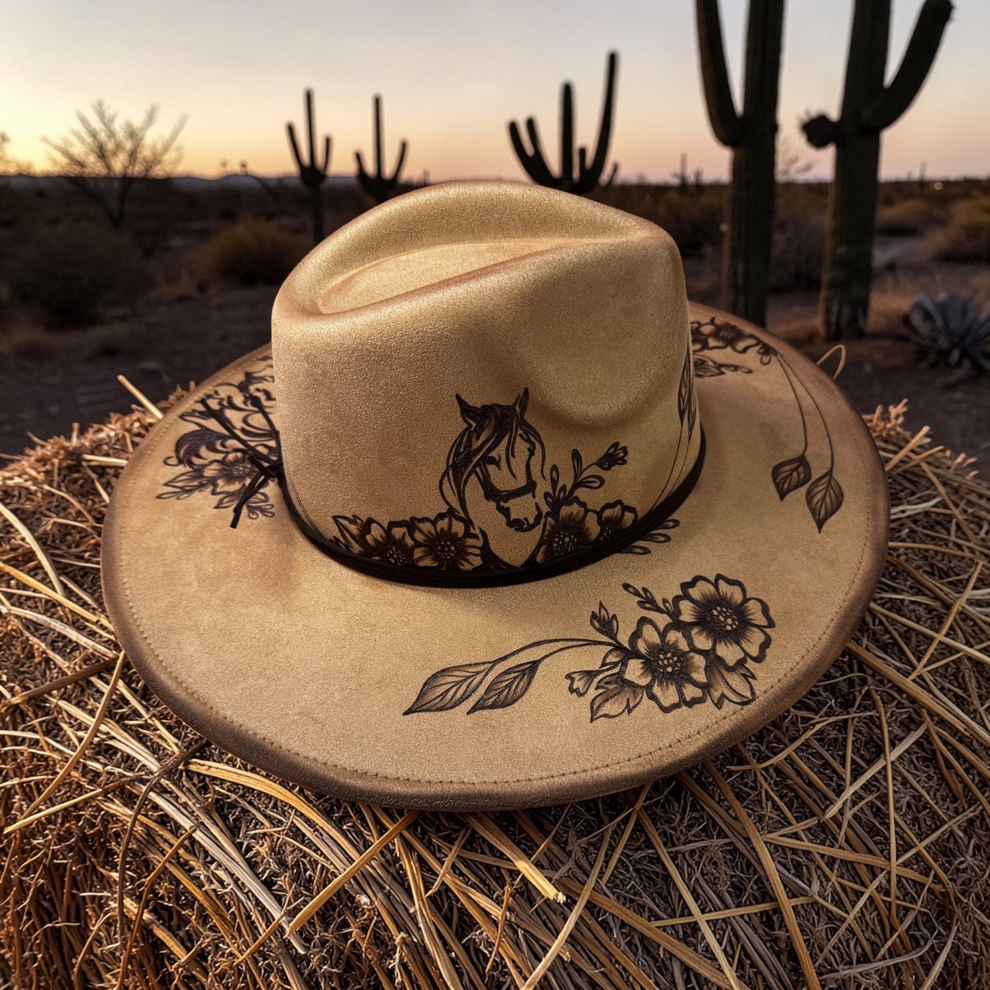Wild Wrangler - Burned Wide Brim Fedora