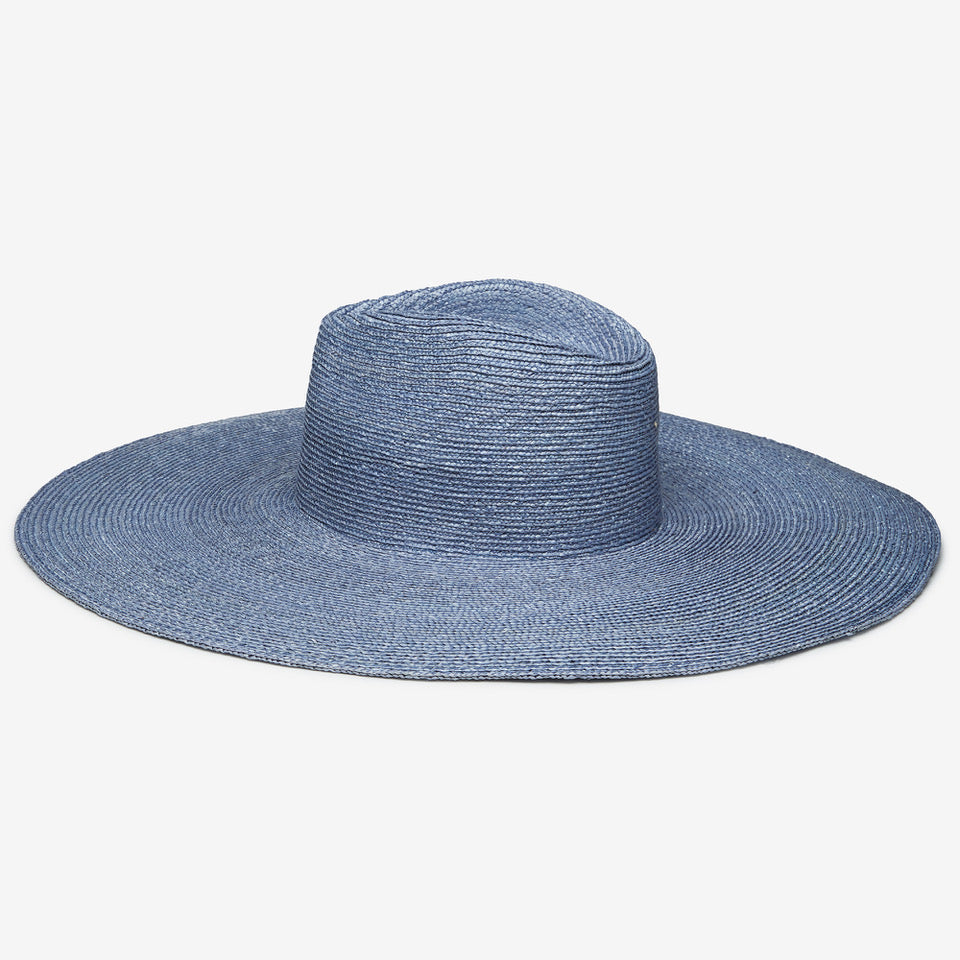Brie Wide Brim Wheat Straw Rancher in Blue
