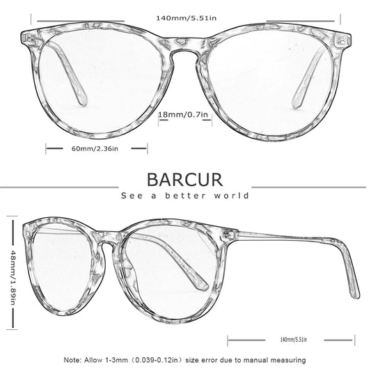 BARCUR Retro Circular Polarized Sunglasses for Women – Fashion Travel UV400 Protection TAC Lens – Durable Comfortable Plastic Titanium Frame Stylish Summer Eyewear – Trendy Mirror Lens Gift Box Included