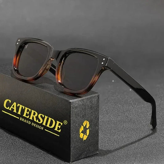 CATERSIDE Retro Square Sunglasses Men Large Frame Design Core Insert Temple Women's Sun Glasses High-Quality Travel Party UV400