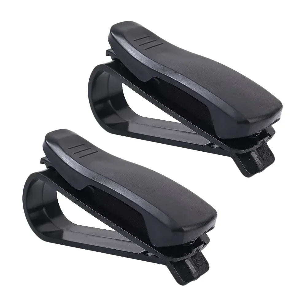 Universal 180° Rotating Car Sunglasses Clip Holder – Dual-Buckle ABS Sunglass & Card Organizer