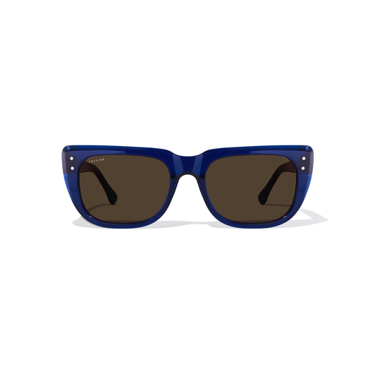 Cheri Navy Oversized Rectangle Cat Eye Sunglasses / UV400 Lens Protection / Anti-Shatter Nylon Lenses