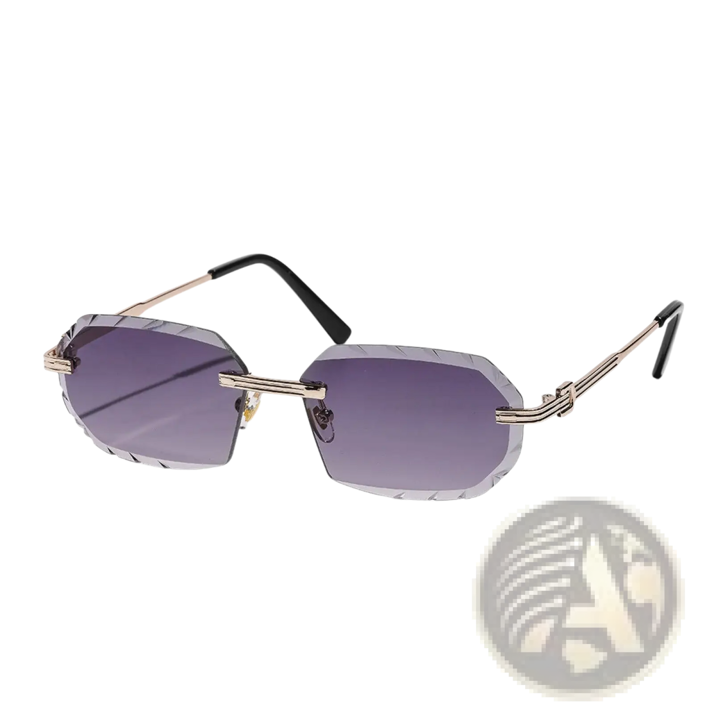 Frameless Geometric Diamond Cut Gradient Sunglasses