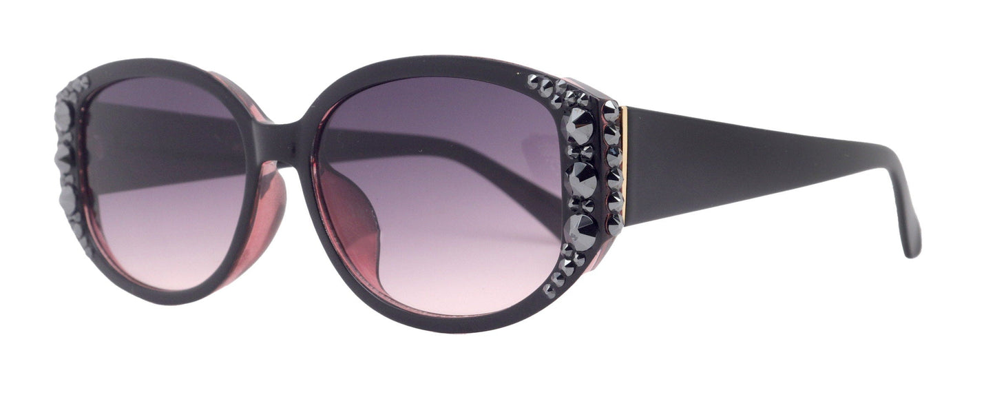 Petunia Bling Women Sunglasses W Hematite and Genuine European Crystals, 100% UV Protection. NY Fifth Avenue