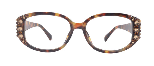 Petunia Bling Reading Glasses, Copper W Brown, Large Frame, High End Readers, Bifocal, Sun readers, Trendy Style, NY Fifth Avenue