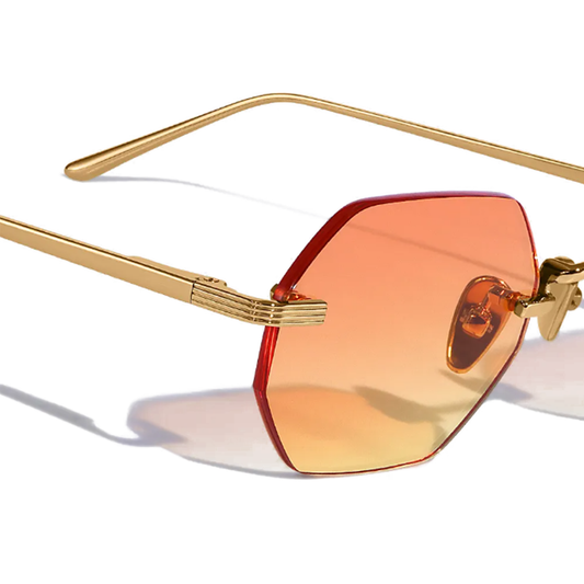 Liam Bruler Men's Hexagon Rimless Sunglasses / UV400 Protection / Lightweight Impact-resistant Lenses