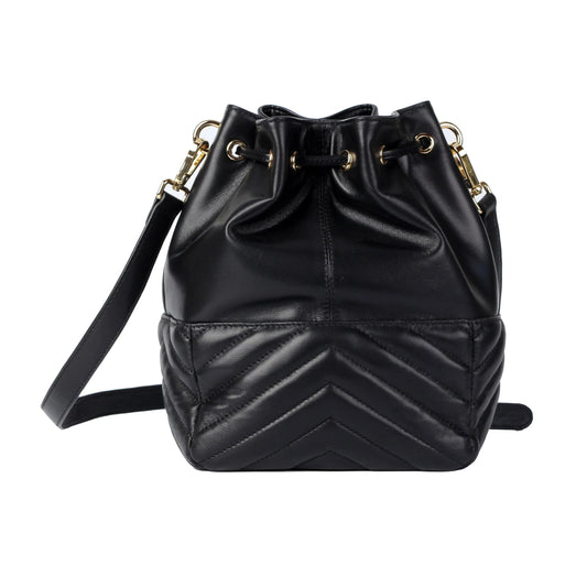 Soft Lambskin Bucket Bag – Striped Embroidery Design