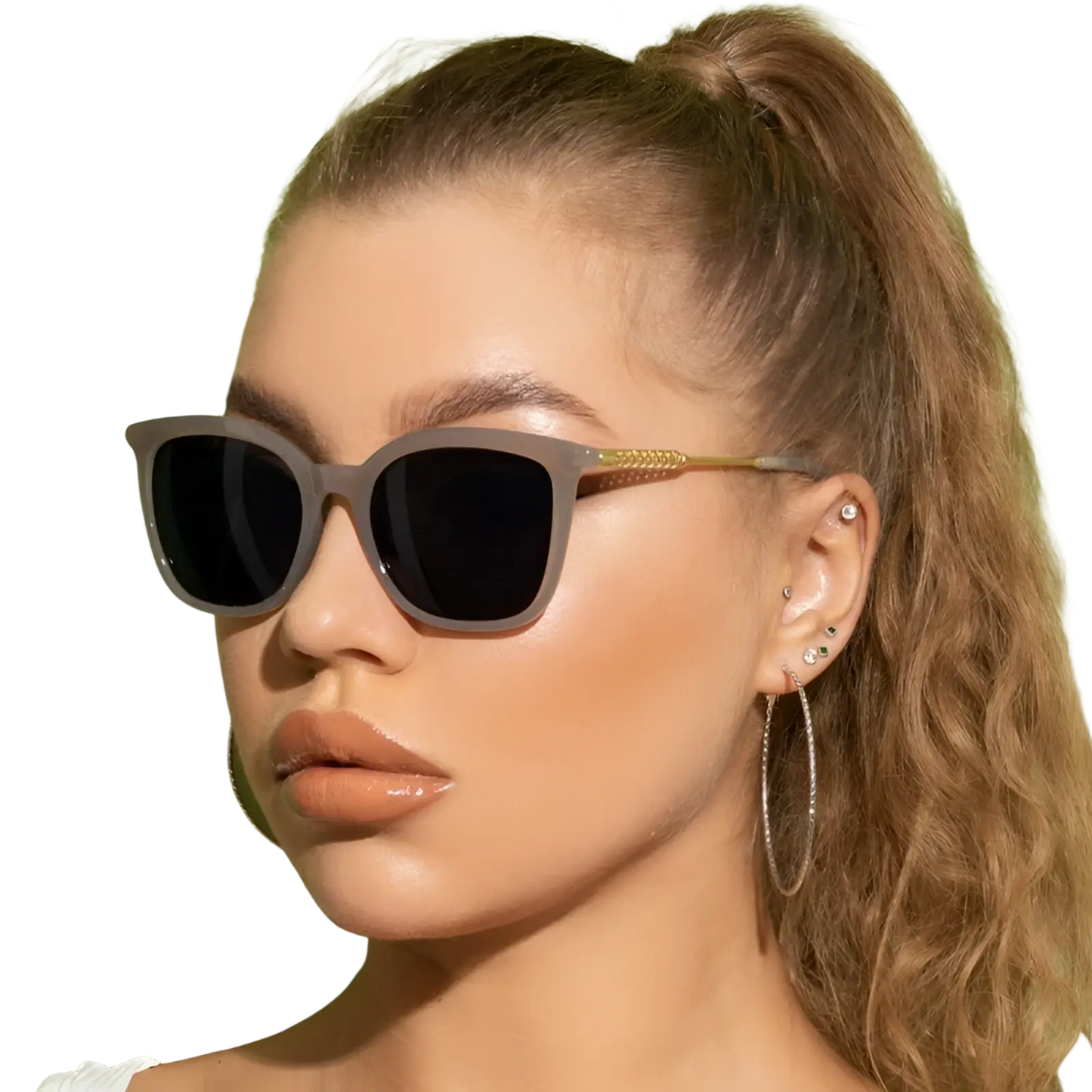 Vintage Cat Eye Sunglasses with Gold Chain Detail