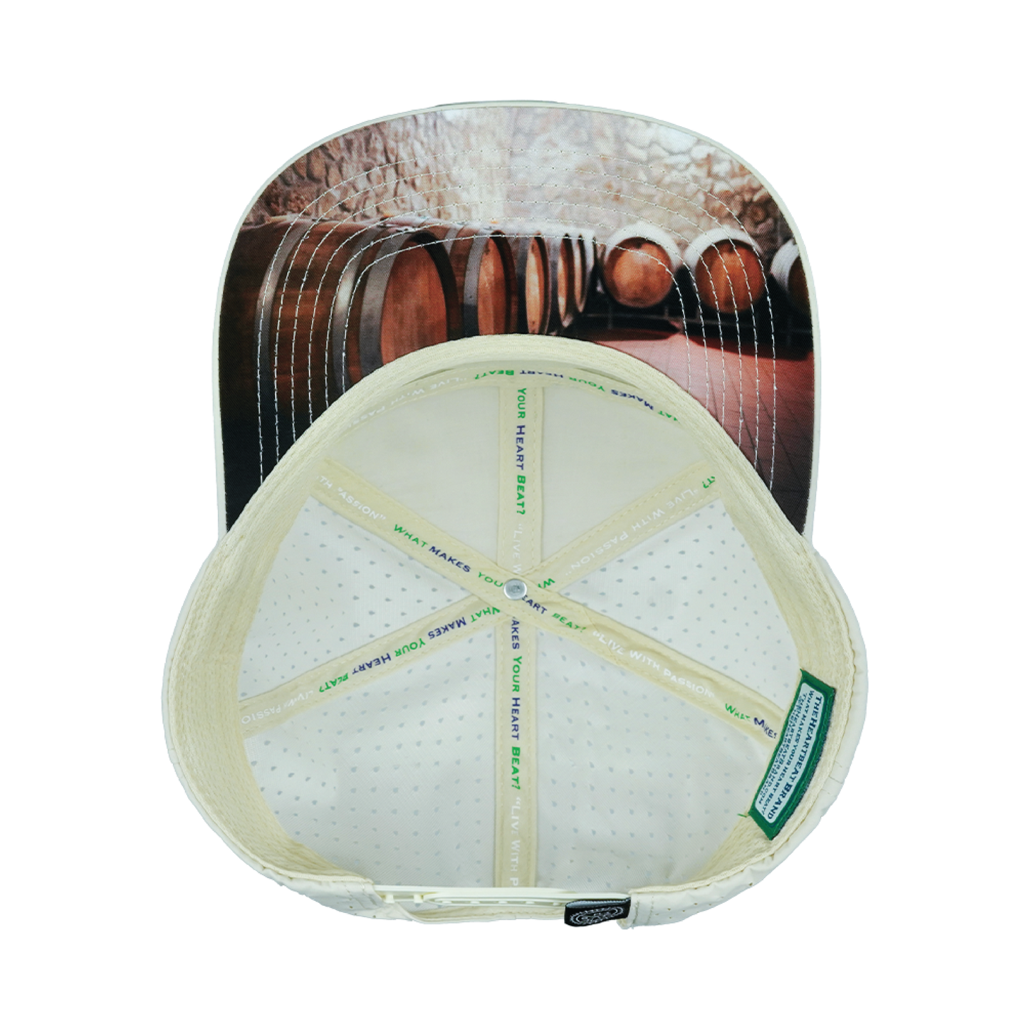 Wine Hat - Flat Bill - Cork - Cream / White - Laser Mesh