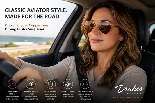 Drakes Shades Copper Lens Driving Aviator Sunglasses