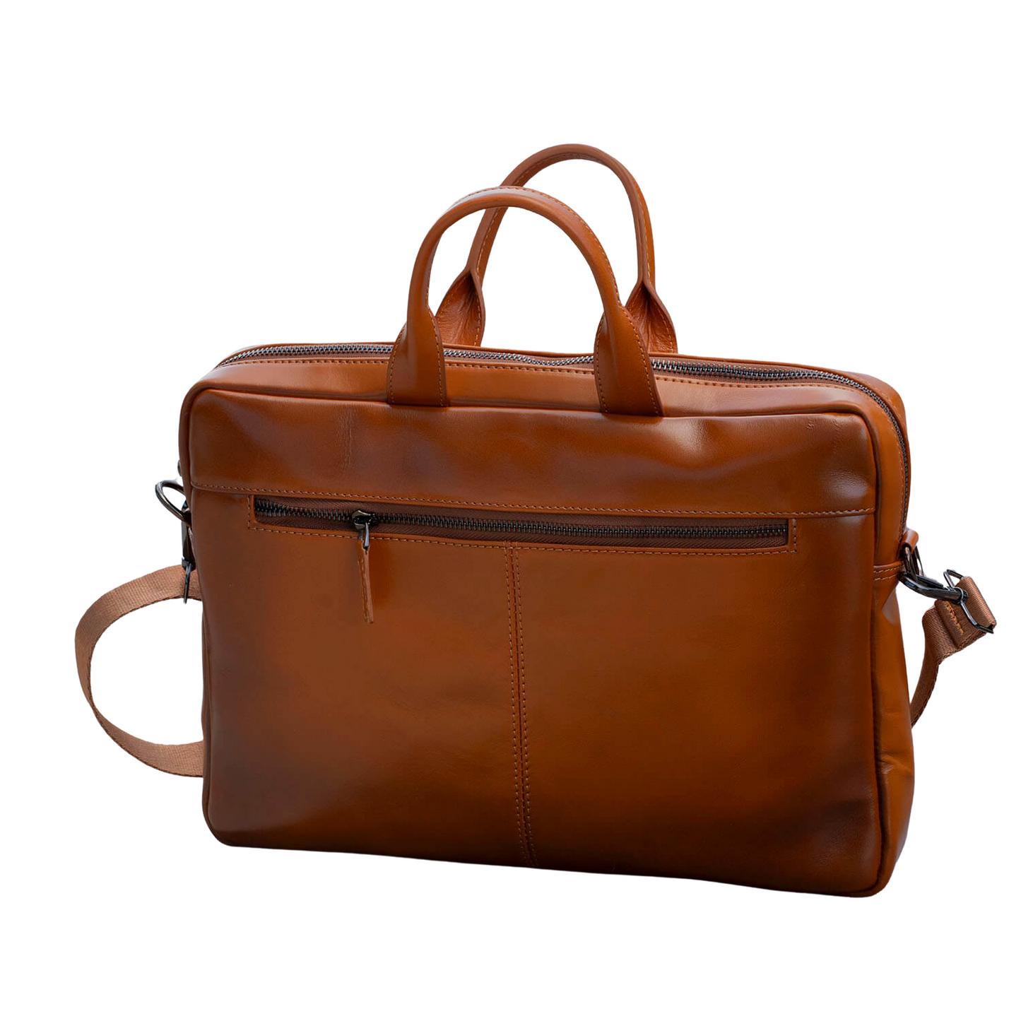 Classic Leather Laptop Bag - Camel Brown / Sophisticated and Practical / Spacious Up to 15 Inches / Additional Compartments