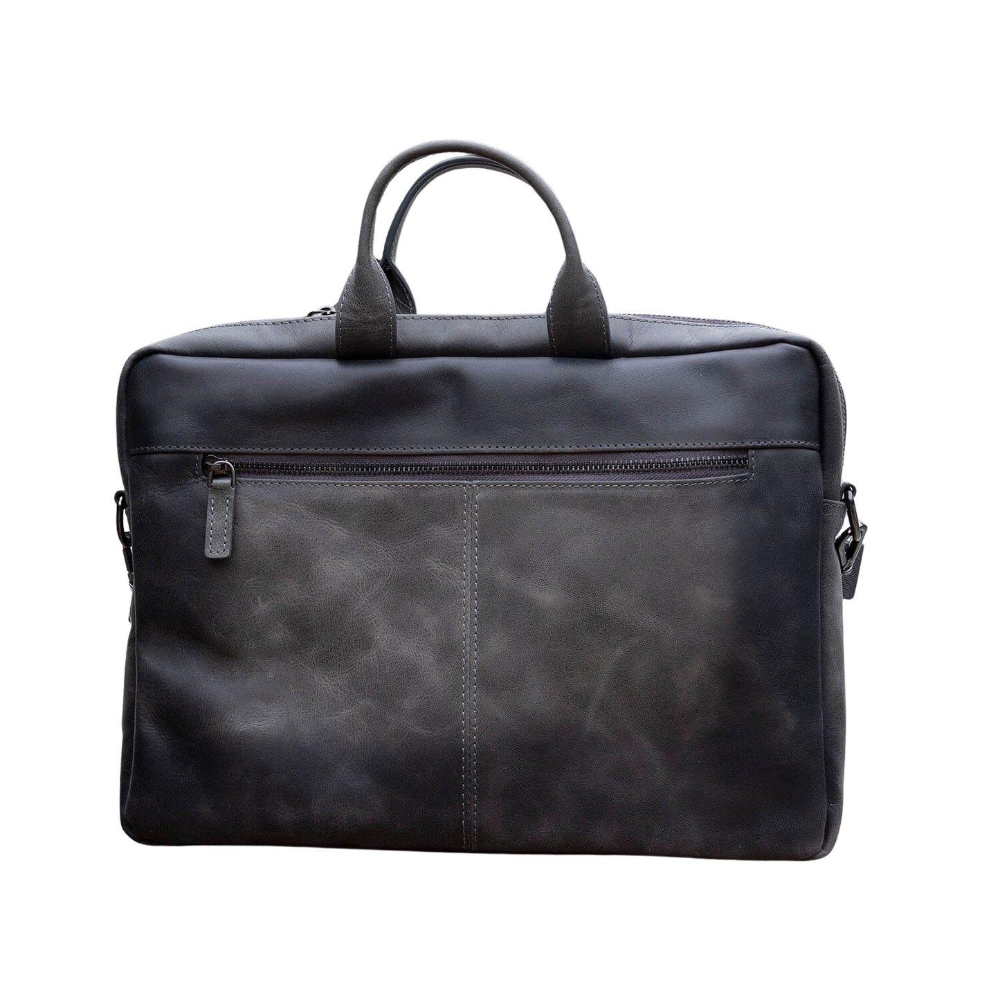 Classic Leather Laptop Bag - Grey / Sophisticated and Practical / Spacious Up to 15 Inches / Additional Compartments
