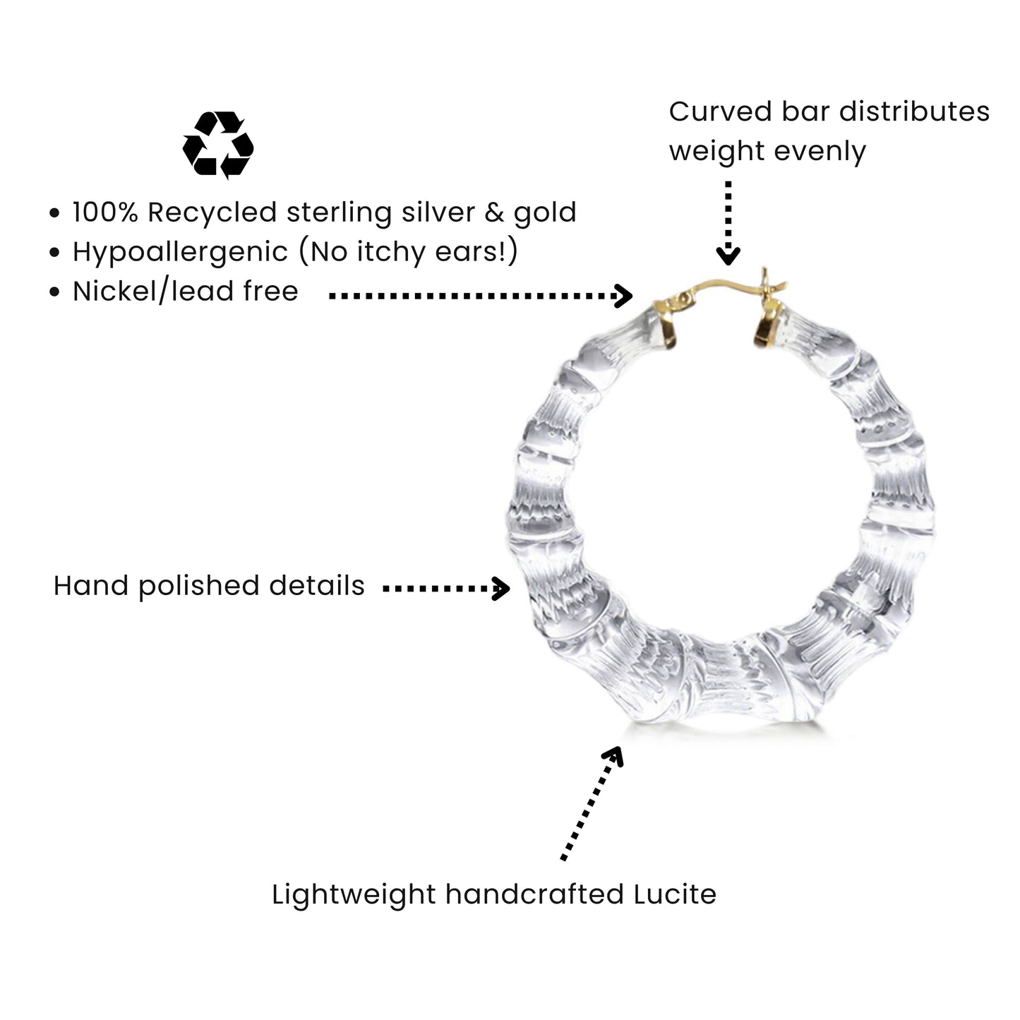 Honey Lucite Bamboo Hoop Earrings