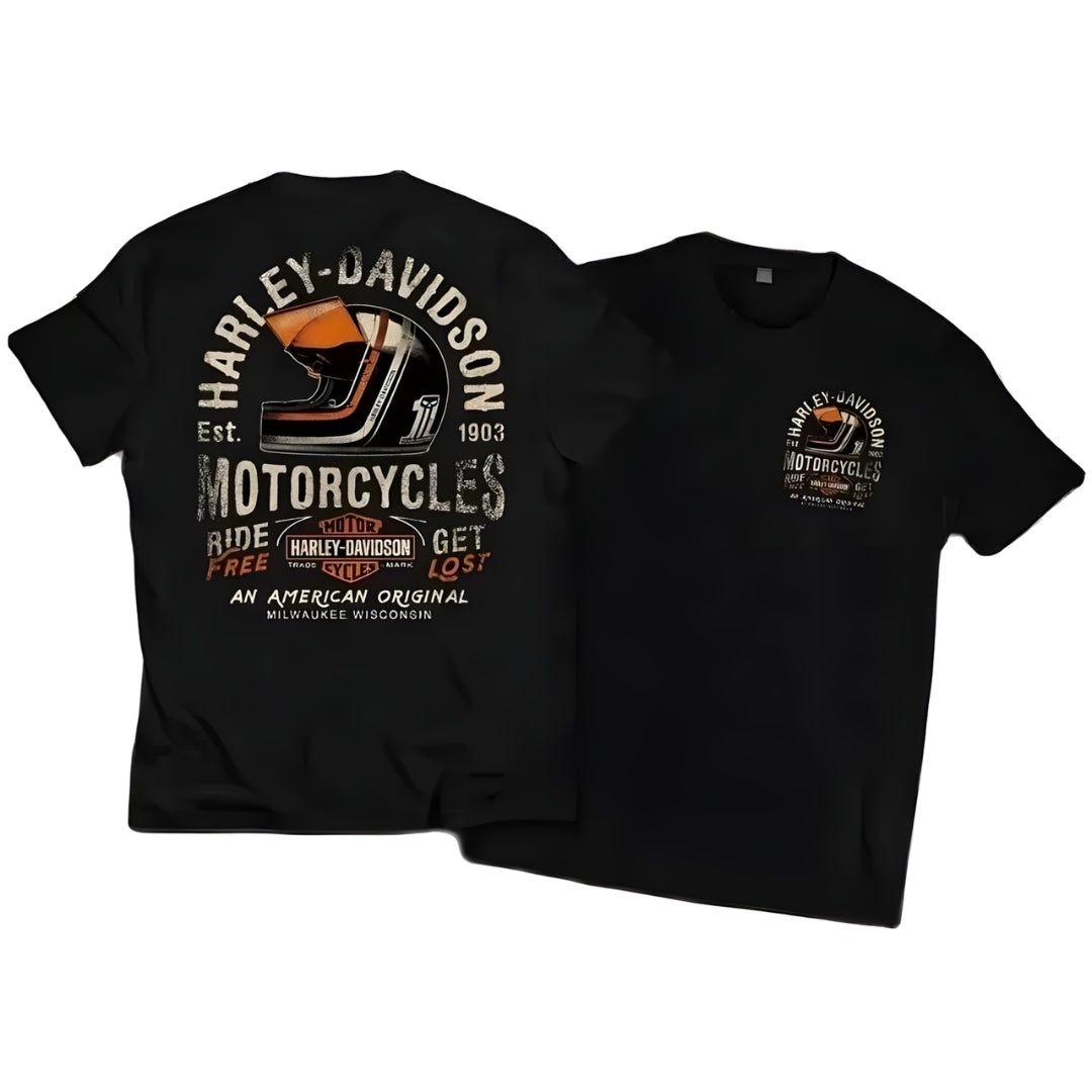 Retro and Vintage Graphic Cotton T-shirt Unisex For Bikers