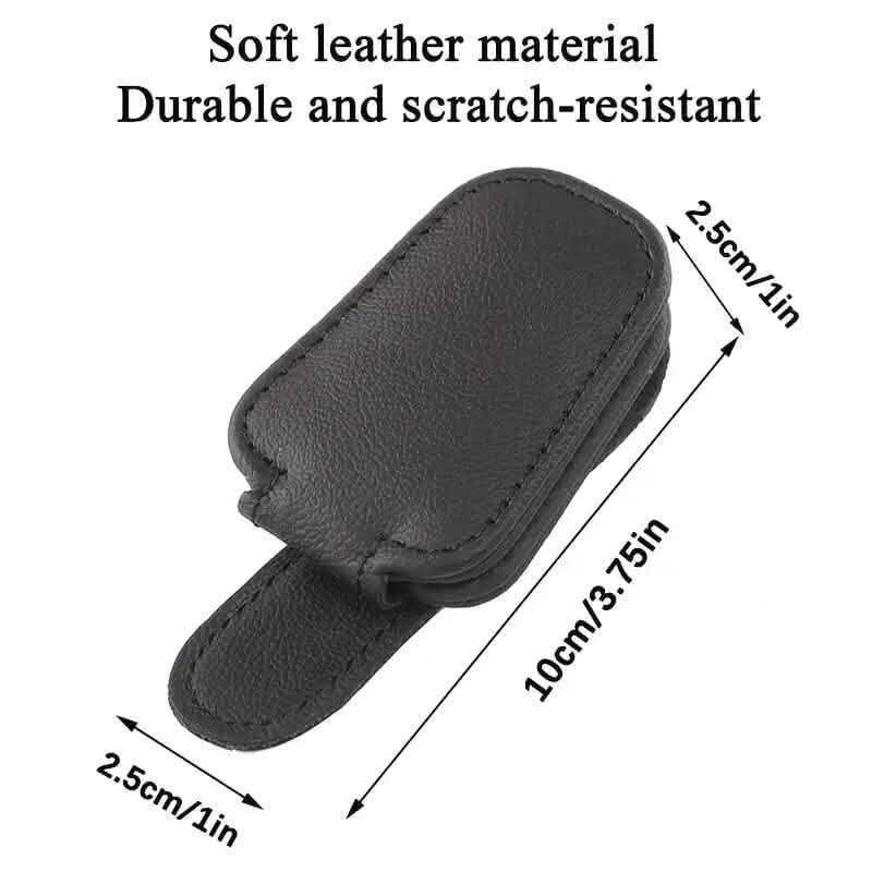 2-Pack: Sunglasses Holders for Car Visor / Premium Leather Finish / Universal Fit / Easy One-Hand Operation