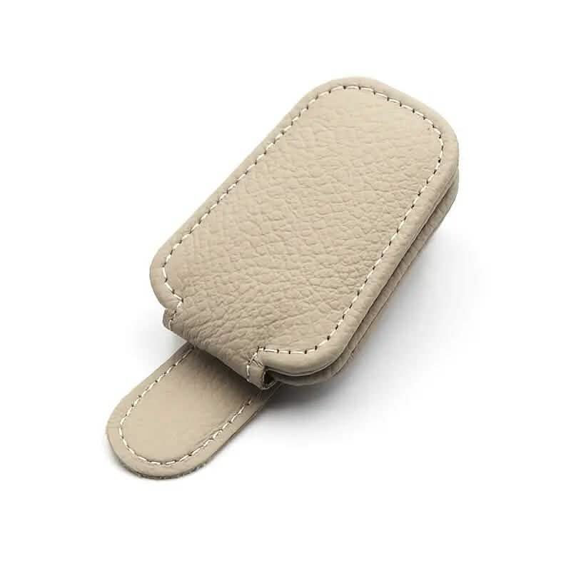 2-Pack: Sunglasses Holders for Car Visor / Premium Leather Finish / Universal Fit / Easy One-Hand Operation