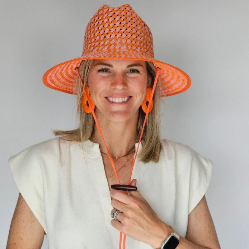 Baldiz Orange and Pink Brim Lifeguard Hat