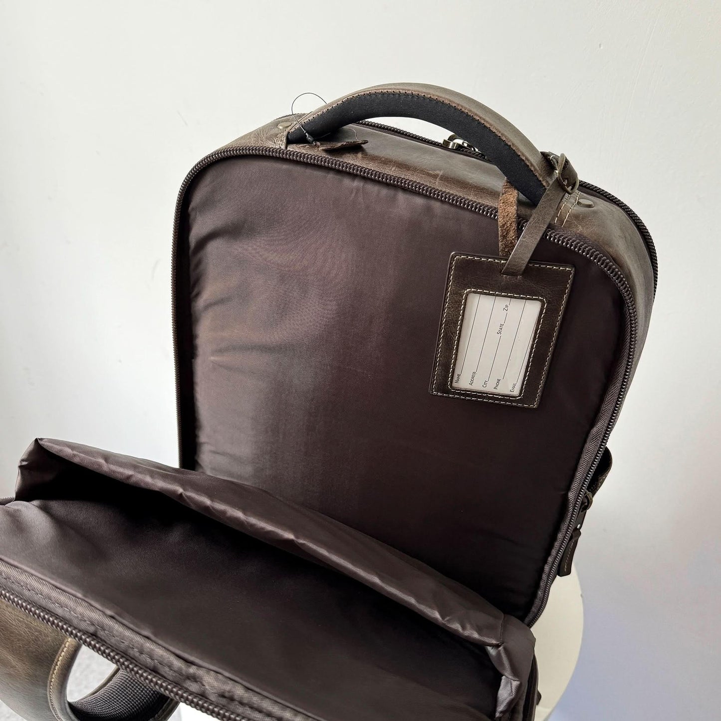 16" Crazy Horse Full-Grain Leather Laptop Backpack