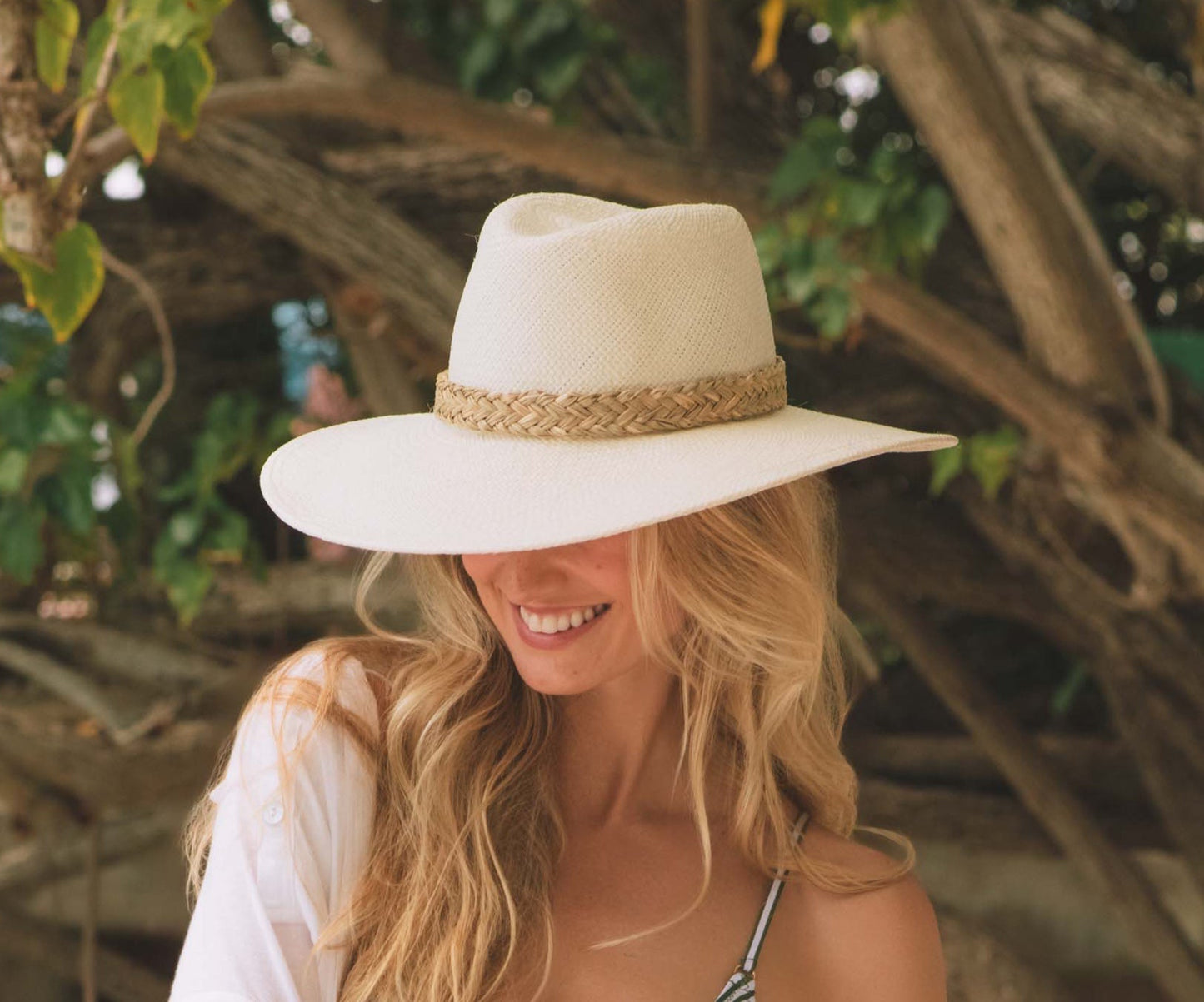 Isola - Wide Brim Panama Straw / Handmade in the USA / 4" Brim / Seagrass or Rust Braid Trim