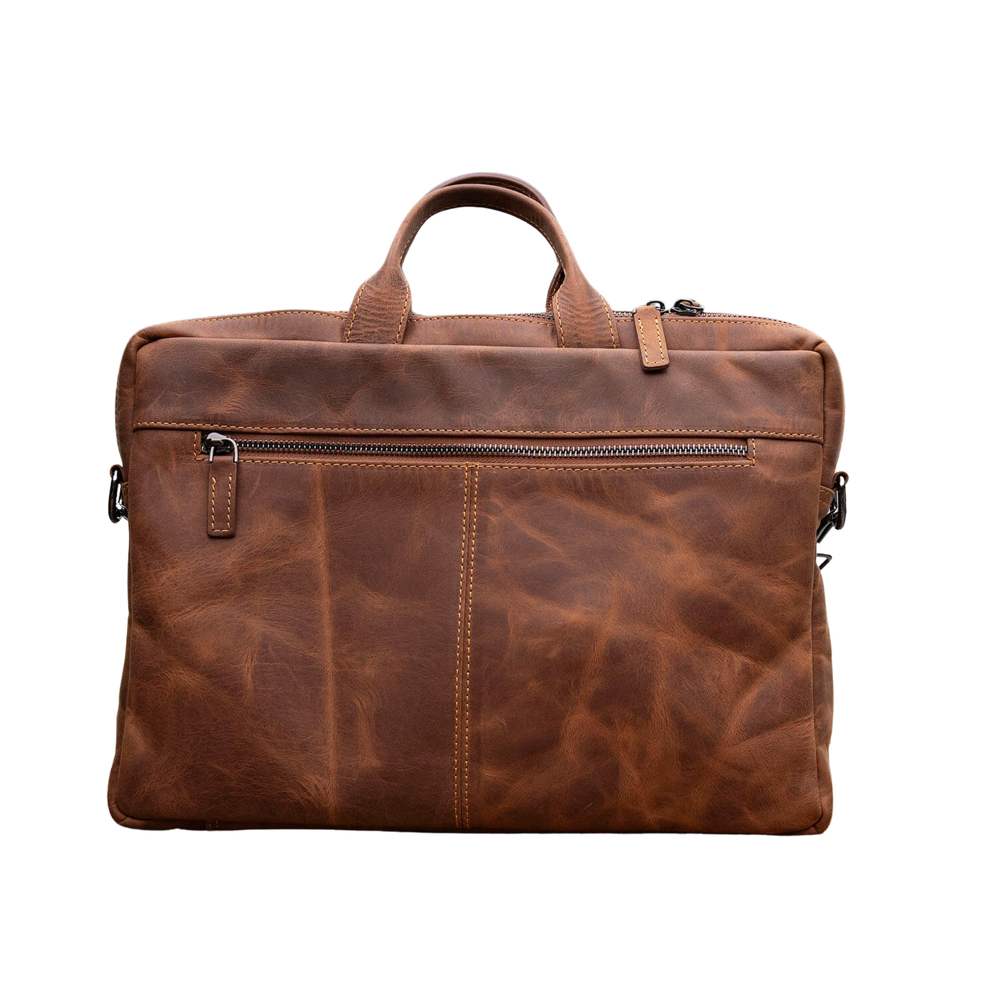 Classic Leather Laptop Bag - Dark Brown / Sophisticated and Practical / Spacious Up to 15 Inches / Additional Compartments