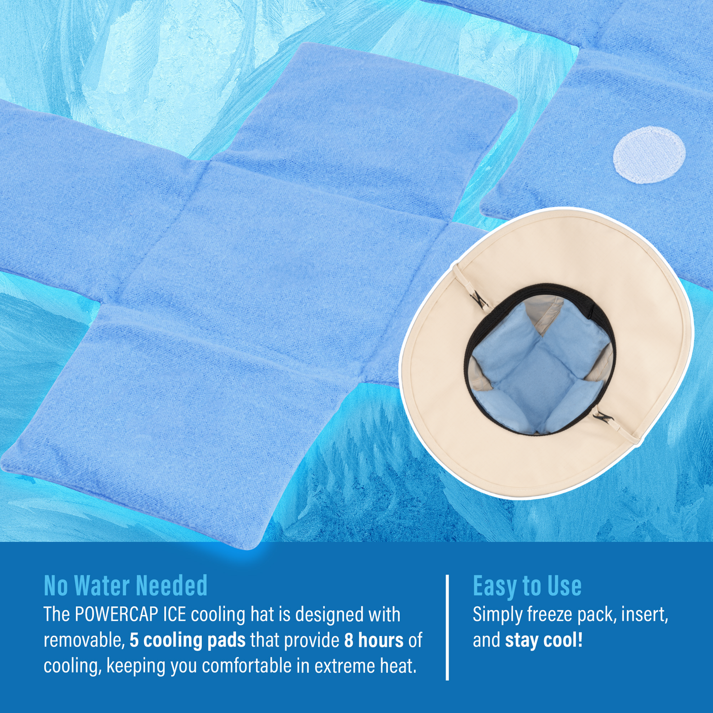 POWERCAP ICE Cooling Sun Hat / Instant Cooling Relief with Reusable Ice Packs / UPF 50 UV Sun Protection