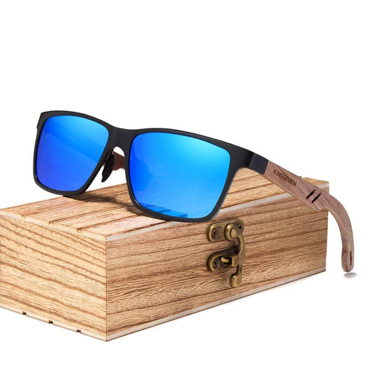 Luxury Bamboo Wood Design Polarized / High Quality Men's Sunglasses / Spring Hinges