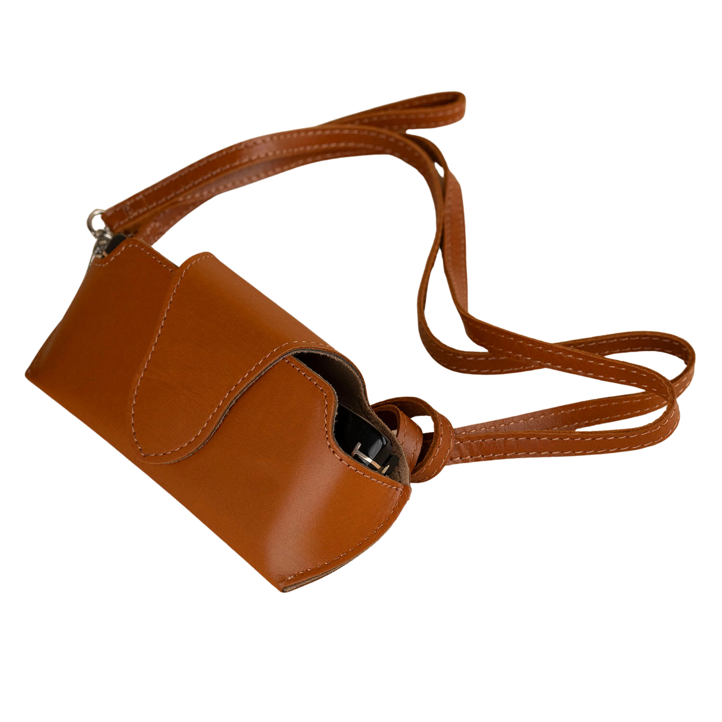 Leather Sunglass Case with Wrist Strap - Medium Brown /  Soft interior / Removable Wrist Strap / Vintage-Inspired
