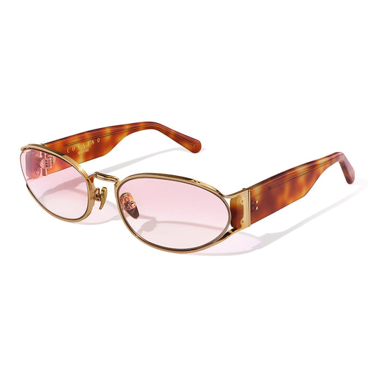 Bisou Pink Tortoiseshell Oval Cat Eye Sunglasses / UV400 Full-Spectrum Lens Protection /  Anti-Shatter Nylon Lenses
