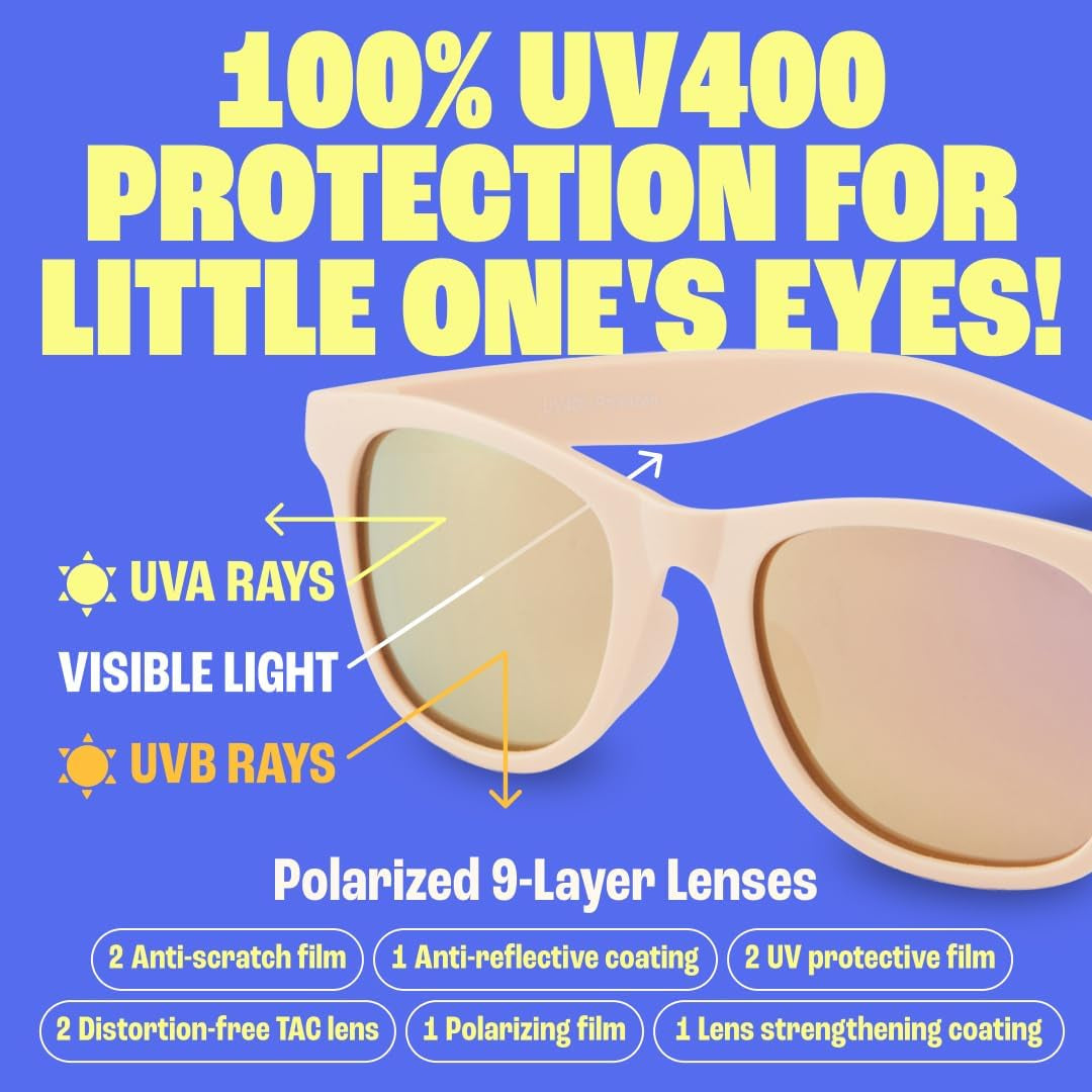 Polarized Toddler Sunglasses for Boys & Girls - Unbreakable/Tough - UV 400 Protection / Non-Toxic