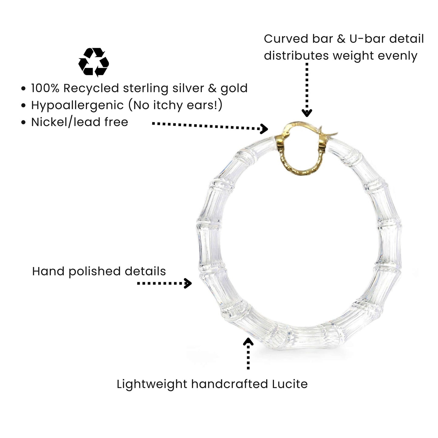 XL Blue Lucite Bamboo Hoop Earrings
