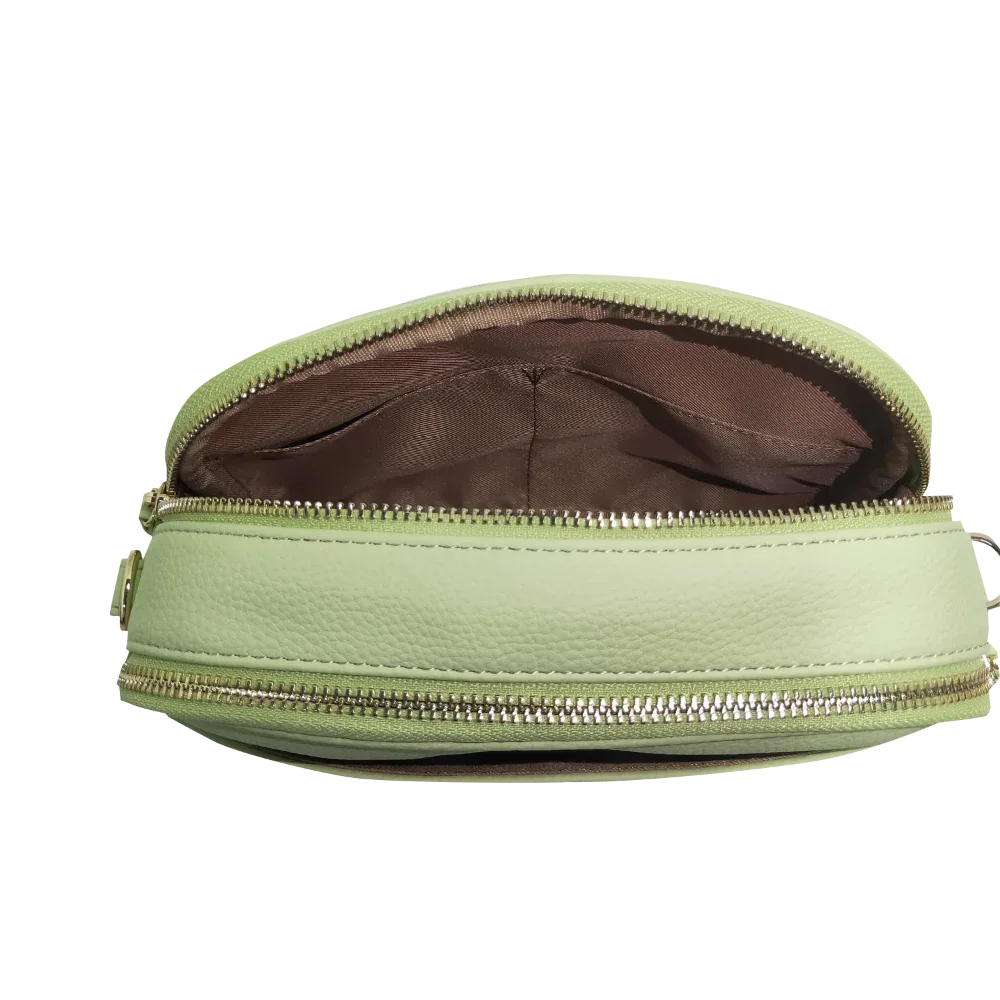 Genuine Leather Double Zipper Crossbody