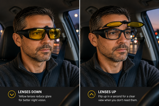 Drakes Shades Polarized Night Driving Flip-Up Fit Over Sunglasses