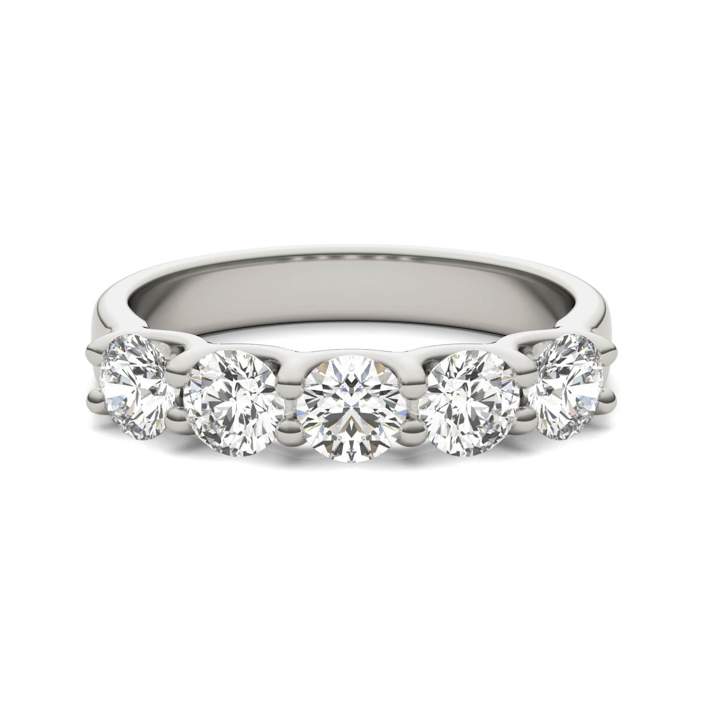 AGI Certified 1 1/4 CTW Round Lab Grown Diamond (G/VS) Five Stone Anniversary Band in 14K White Gold