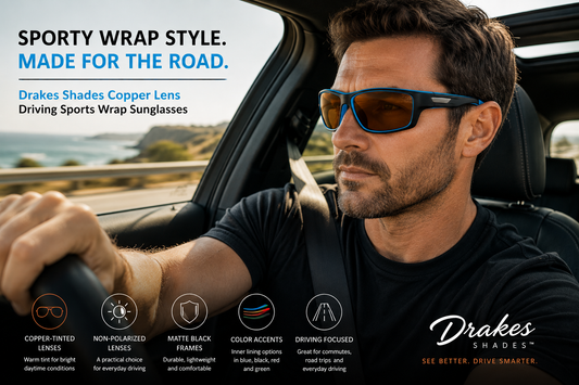 Drakes Shades Copper Lens Driving Sport Wrap Sunglasses