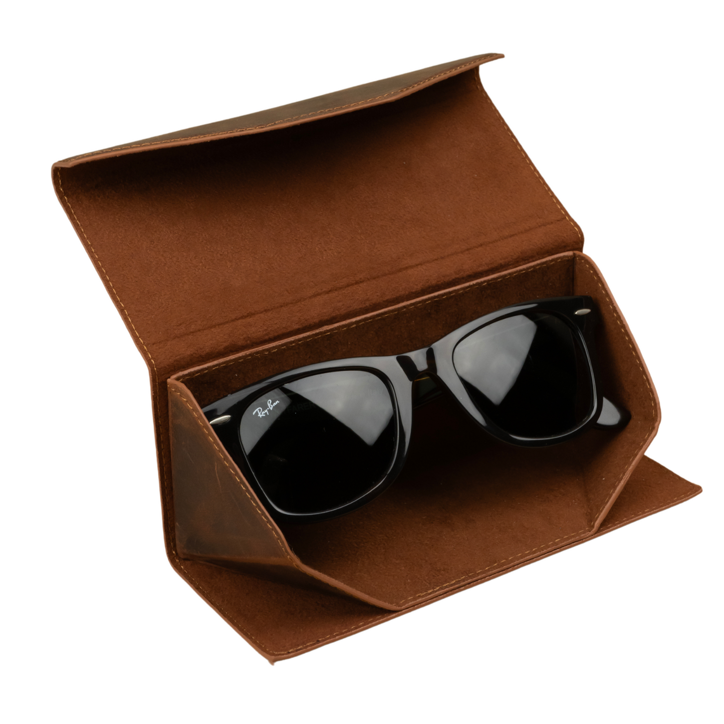 Luxury Leather Sunglasses Case - Dark Brown / Safe Shutdown / Elegant Design / Compact and Portable