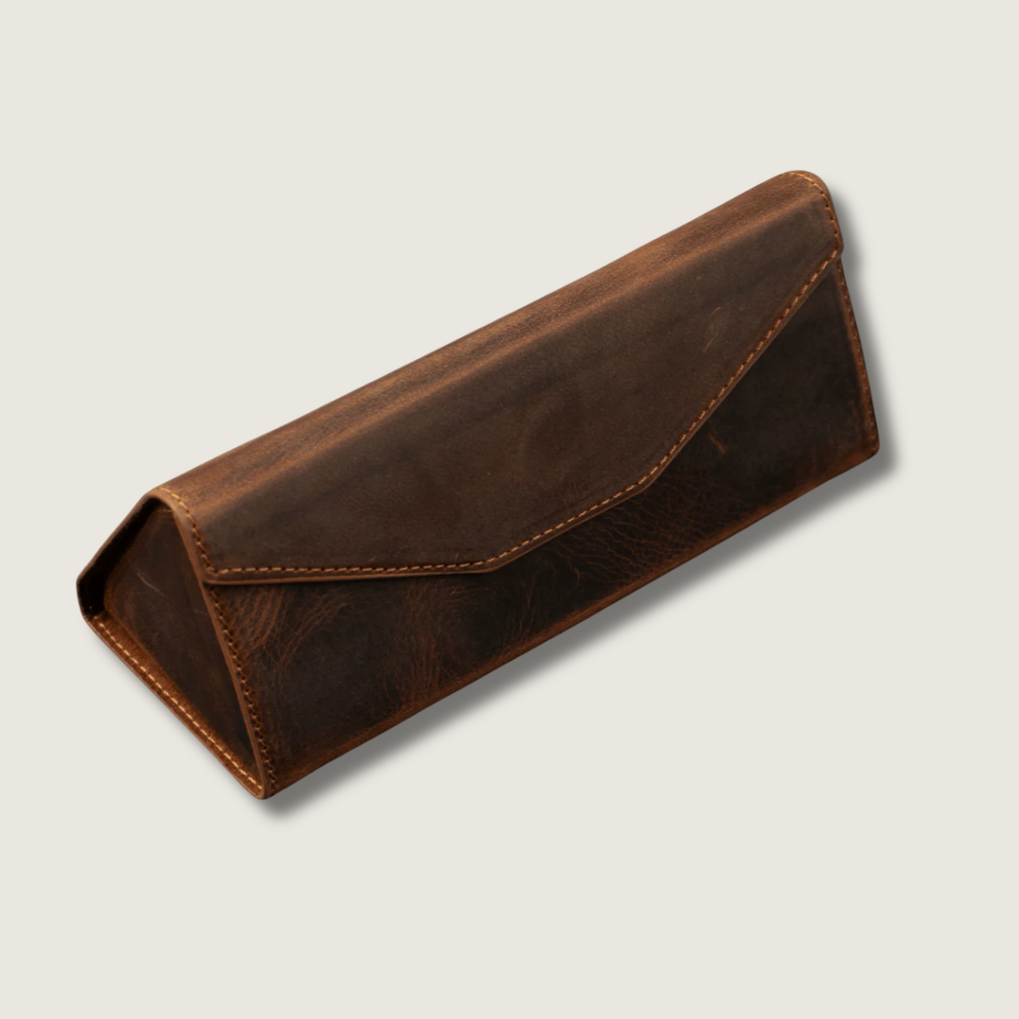 Luxury Leather Sunglasses Case - Dark Brown / Safe Shutdown / Elegant Design / Compact and Portable