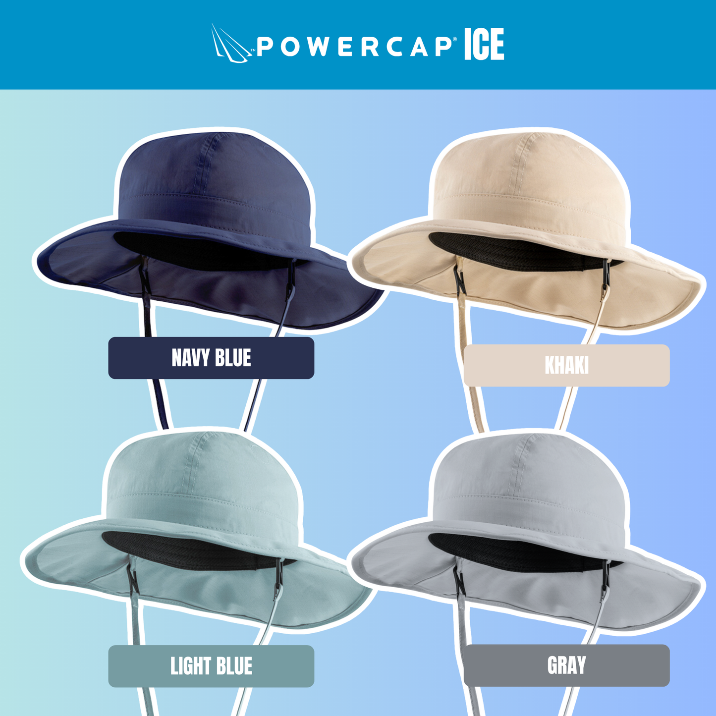 POWERCAP ICE Cooling Sun Hat / Instant Cooling Relief with Reusable Ice Packs / UPF 50 UV Sun Protection