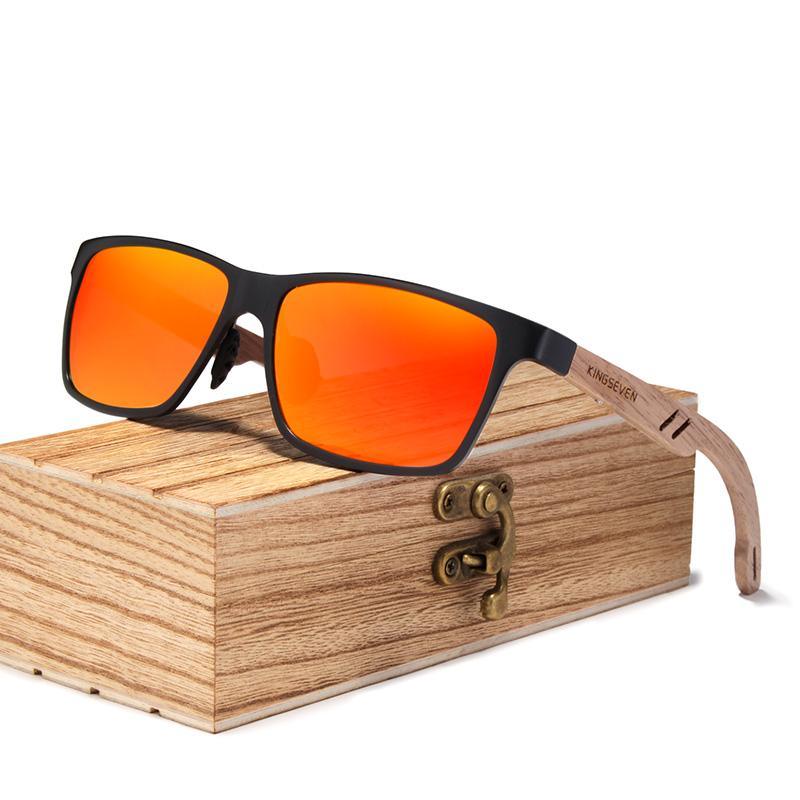 Luxury Bamboo Wood Design Polarized / High Quality Men's Sunglasses / Spring Hinges