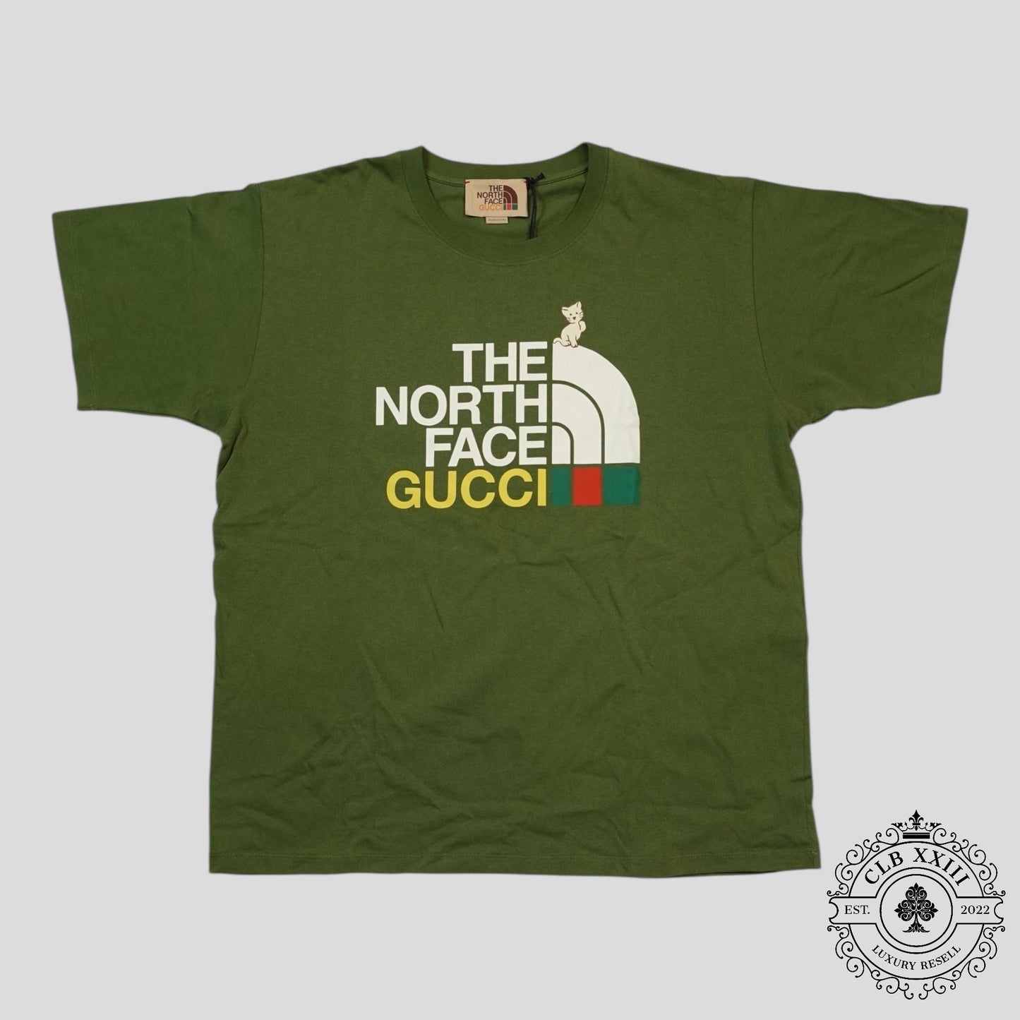 Gucci x the North Face Cat Print Tee in Green