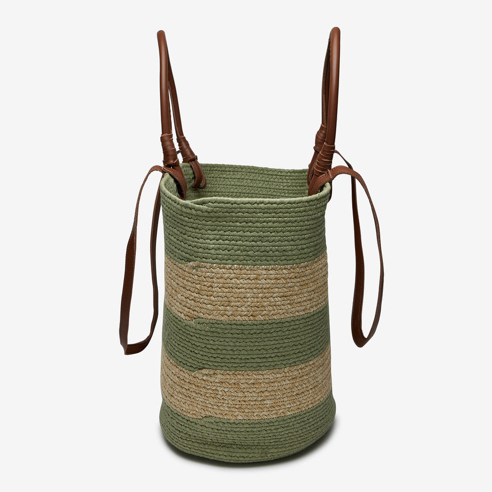 Laguna Fabric Basket Bag in Sage