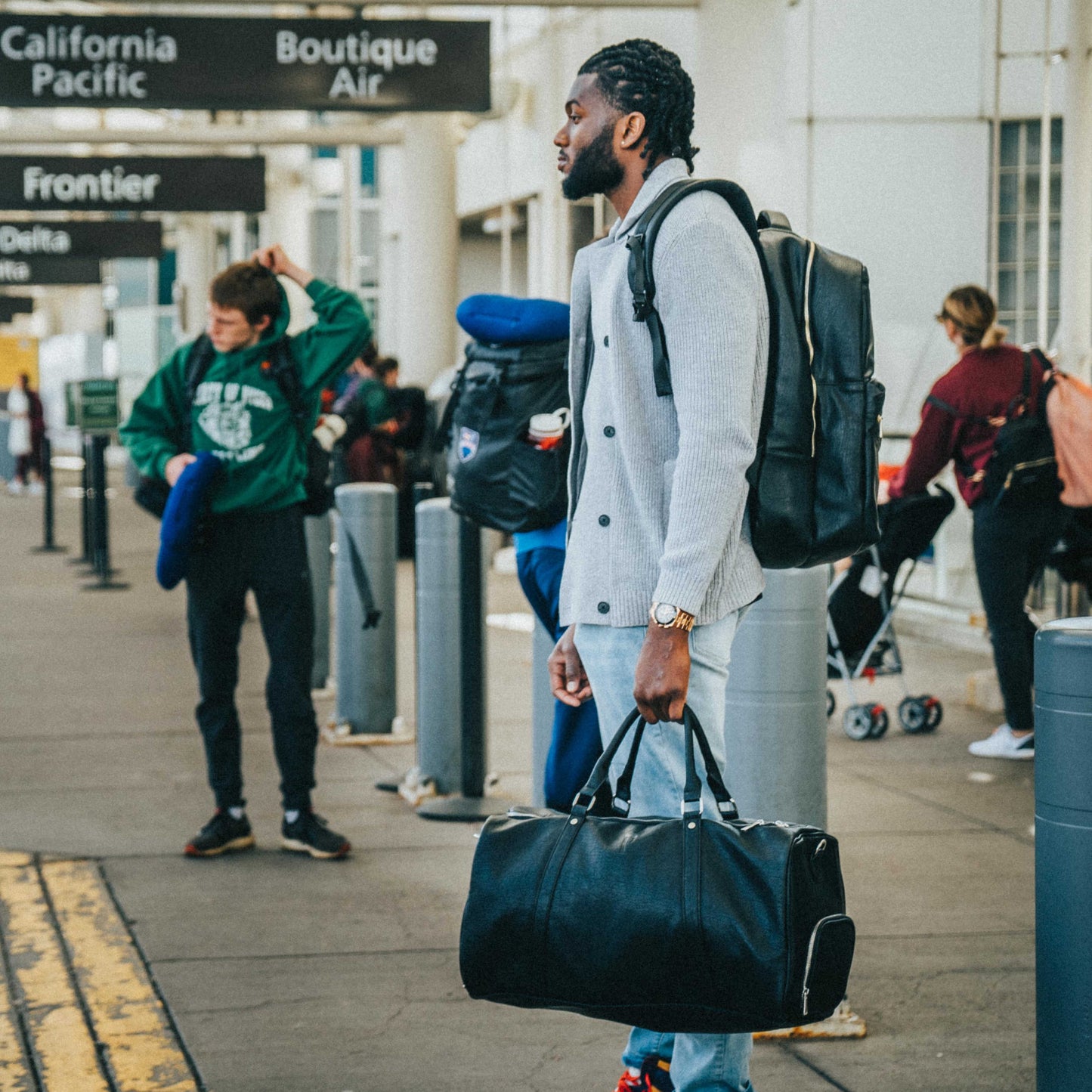 Black Leather Duffle Bag