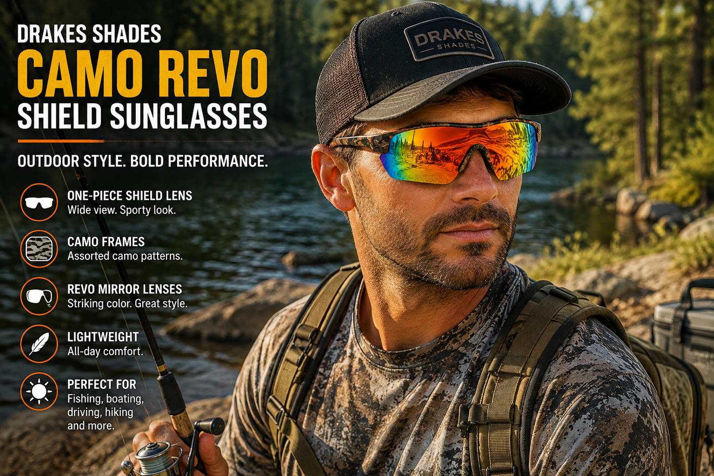 Drakes Shades Camo REVO Shield Sports Sunglasses