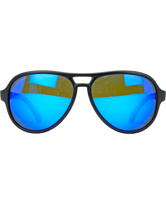Casino (Black/Blue Mirror Polarized Lens) / TR90 Swiss Nylon Memory Frame / Crafted in Italy